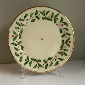 Lenox Holiday Holly & Berry Tiered Server Base Plate Made in USA